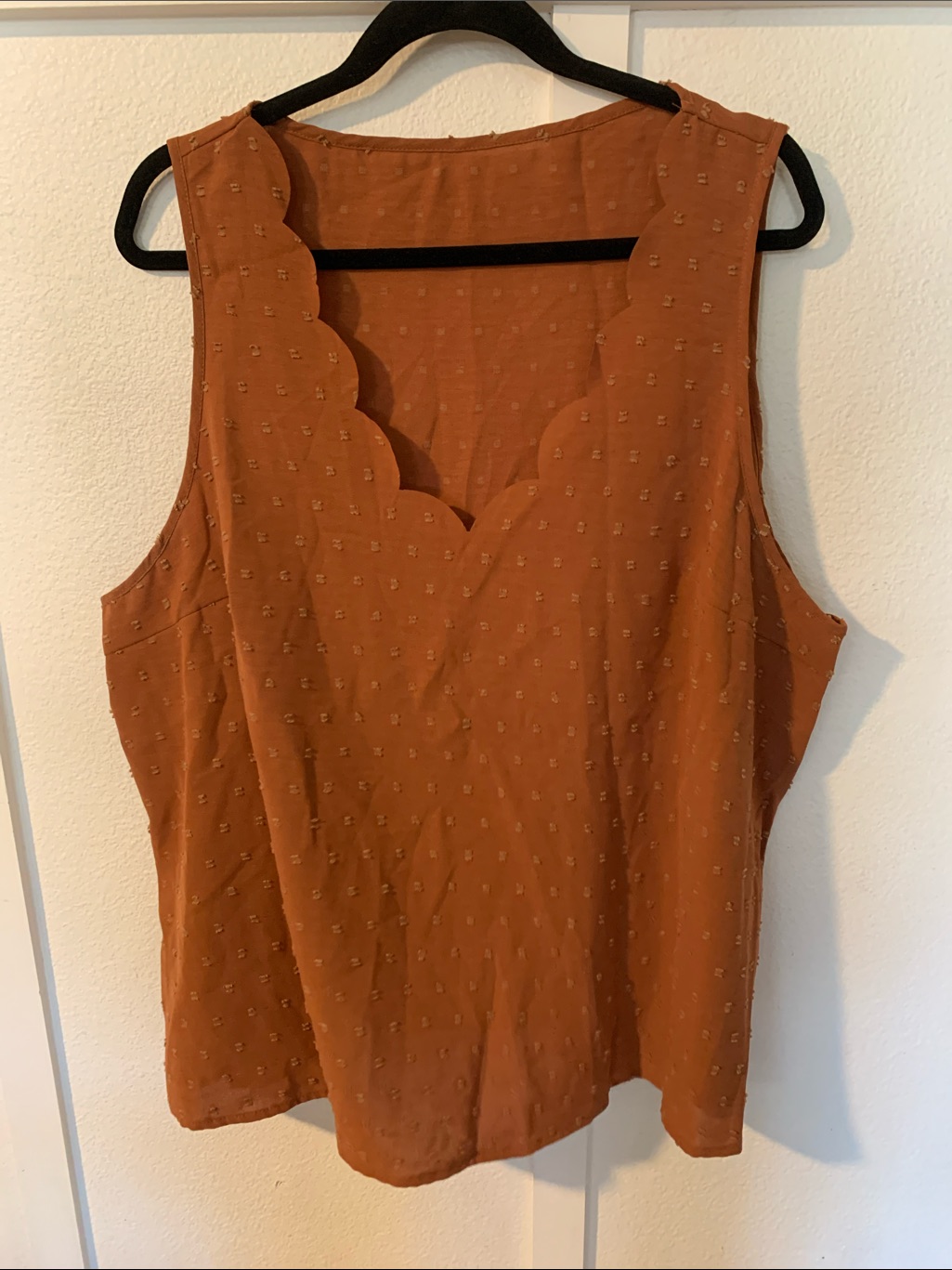 Women’s Scallop V-Neck Sleeveless Top - Rust